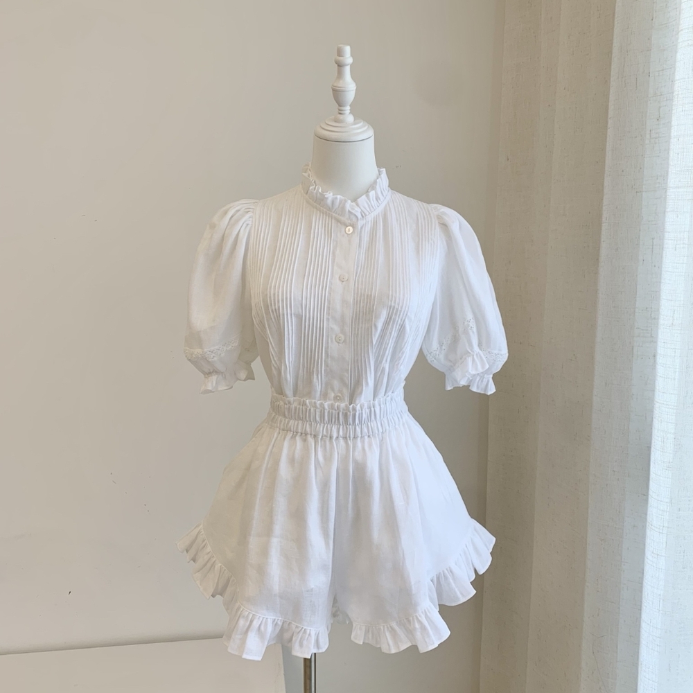 Morton Mac Sanna Pintuck Blouse With Greta Frill Short - Picture 10 of 14